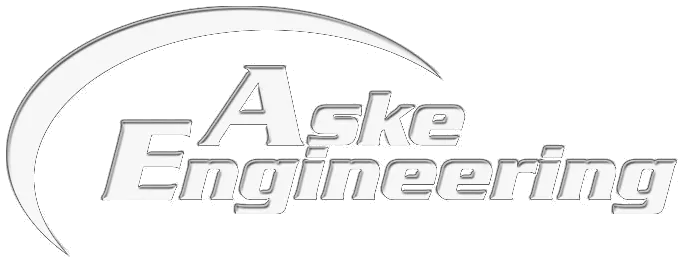 The original Aske Engineering logo: the words Aske Engineering in bevelled letters beneath a sweeping arc.