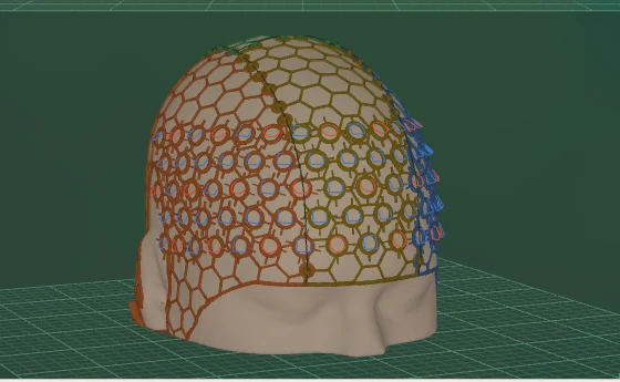 The generated cap draped on the design head.